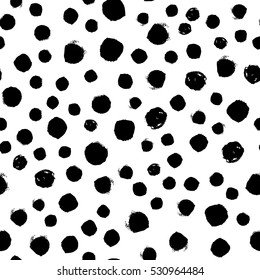 Random Seamless Pattern With Hand Drawn Black Dots.