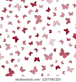 Random seamless pattern with red butterflies silhouettes, vector illustration, pattern swatch included