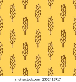 random seamless pattern shaped like wheat, paddy and oats on orange background