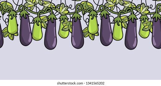 random seamless pattern with vegetarian food - eggplants isolated on background for printing, wallpaper web site background, surface textures, restaurant menu or kitchen