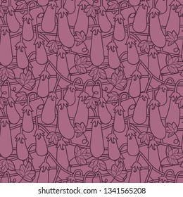 random seamless pattern with vegetarian food - eggplants isolated on background for printing, wallpaper web site background, surface textures, restaurant menu or kitchen