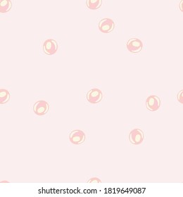 Patrón aleatorio de perlas sin fisuras con paleta pálida. Pinturas de burbujas acuáticas en tonos rosas claros. Sencillo telón de fondo. Fondo decorativo para papel pintado, textil, papel envolvente, impresión de tela. Ilustración vectorial.