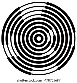 Random segmented circles / rings. Radial, radiating circular element 