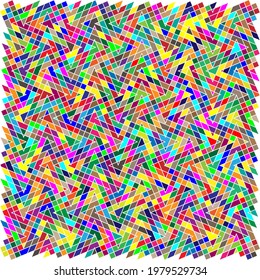 Random shapes arranged as mosaic, tessellating pattern. Colorful, vibrant Vector design. Mishmash, jumble, and tangle concept illustration