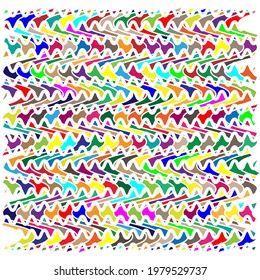 Random shapes arranged as mosaic, tessellating pattern. Colorful, vibrant Vector design. Mishmash, jumble, and tangle concept illustration