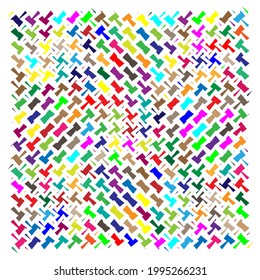 Random shapes arranged as mosaic, tessellating pattern. Colorful, vibrant Vector design. Mishmash, jumble, and tangle concept illustration