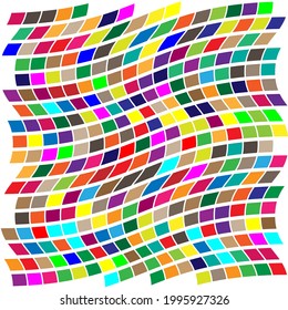 Random shapes arranged as mosaic, tessellating pattern. Colorful, vibrant Vector design. Mishmash, jumble, and tangle concept illustration