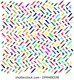 Formas aleatorias dispuestas como mosaico, patrón teselador. Colorido y vibrante diseño vectorial. Ilustración de concepto de mezcla, salto y enredo