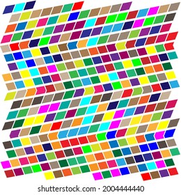 Random shapes arranged as mosaic, tessellating pattern. Colorful, vibrant Vector design. Mishmash, jumble, and tangle concept illustration