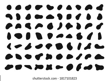 Random shapes  Black blobs  round abstract organic shape collection  Pebble  drops   stone silhouettes  Blotch  inkblot texture vector set  Rounded spot speck irregular form