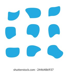 Random shapes. blue blobs, round abstract organic shape collection design eps 10