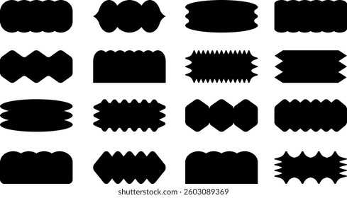 Random shapes collection set. Vector set of black and white labels