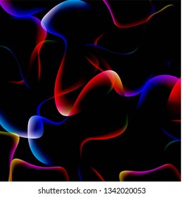 Random shapes on deep black background