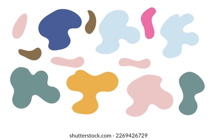 Random shapes. Organic black blobs of irregular shape. Abstract blotch, inkblot and pebble silhouettes, simple liquid amorphous splodge elements water forms creative minimal bubble stone vector set