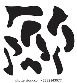 random shapes. Organic black blobs of irregular shape. Abstract blotch, inkblot and pebble silhouettes, elements water forms creative minimal bubble stone vector set