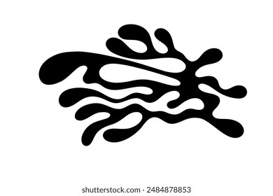 Random Shapes Organic Black Blobs. Outline 2d vector image. Sticker for social media. Backdrop.