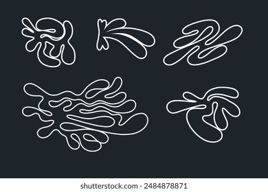 Formas al azar Manchas negras orgánicas. Imagen de Vector 2d esquemática. Pegatina para las redes sociales. Telón de fondo.