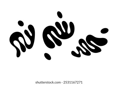 Random Shapes Organic Black Blobs. Outline 2d vector image. Sticker for social media. Backdrop.