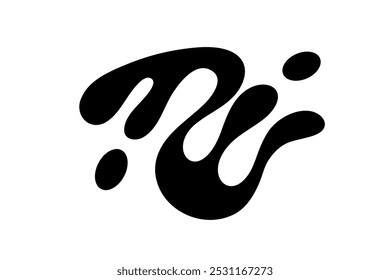 Random Shapes Organic Black Blobs. Outline 2d vector image. Sticker for social media. Backdrop.