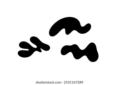 Zufällige Formen Organic Black Blobs. Kontur 2d Vektorbild. Aufkleber für soziale Medien. Hintergrund.