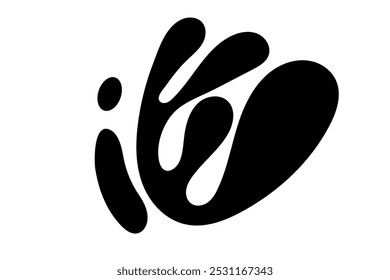 Random Shapes Organic Black Blobs. Outline 2d vector image. Sticker for social media. Backdrop.