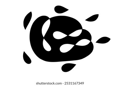 Random Shapes Organic Black Blobs. Outline 2d vector image. Sticker for social media. Backdrop.