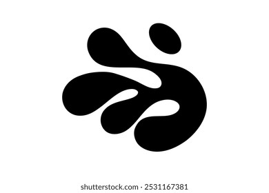 Random Shapes Organic Black Blobs. Outline 2d vector image. Sticker for social media. Backdrop.