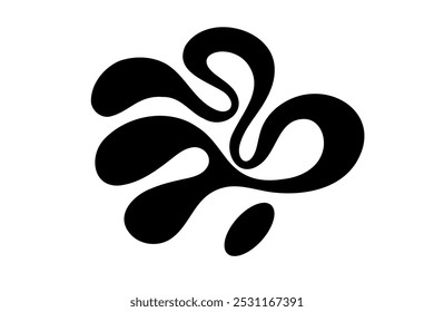 Formas Aleatórias Bolhas Negras Orgânicas. Contornar imagem vetorial 2d. Adesivo para mídias sociais. Plano de fundo.