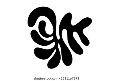 Random Shapes Organic Black Blobs. Outline 2d vector image. Sticker for social media. Backdrop.
