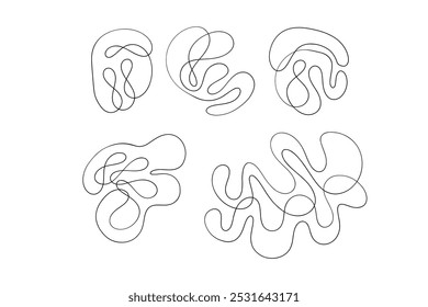 Random Shapes Organic Black Blobs Set. Outline 2d vector image. Sticker for social media. Backdrop.