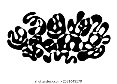 Formas al azar Orgánico Negro Blobs Set. Esquema de Imagen de Vector 2d. Pegatina para las redes sociales. Telón de fondo.
