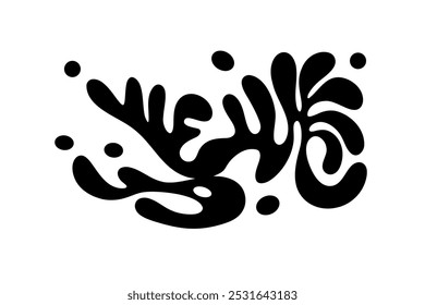 Random Shapes Organic Black Blobs Set. Outline 2d vector image. Sticker for social media. Backdrop.