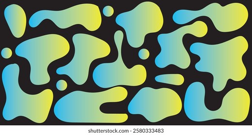 Random shapes. Organic black blobs of irregular shape. Abstract blotch, inkblot and pebble silhouettes, simple liquid amorphous splodge elements water forms creative minimal bubble stone vector set . 