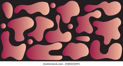 Random shapes. Organic black blobs of irregular shape. Abstract blotch, inkblot and pebble silhouettes, simple liquid amorphous splodge elements water forms creative minimal bubble stone vector set . 