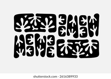 Random Shapes Organic Black Blobs. Outline 2d vector image. Sticker for social media. Backdrop