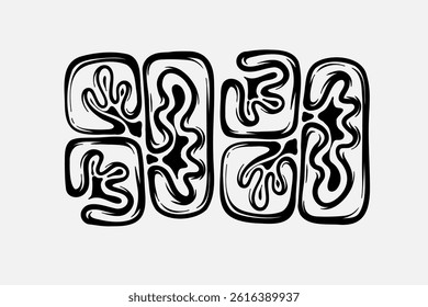 Random Shapes Organic Black Blobs. Outline 2d vector image. Sticker for social media. Backdrop