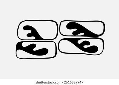Random Shapes Organic Black Blobs. Outline 2d vector image. Sticker for social media. Backdrop