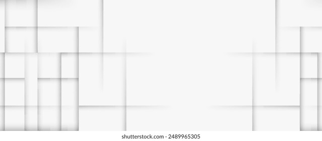 Random shifted white cube boxes block background wallpaper banner with copy space