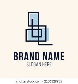 random simple square and monoline vector logo template for creative media and business company