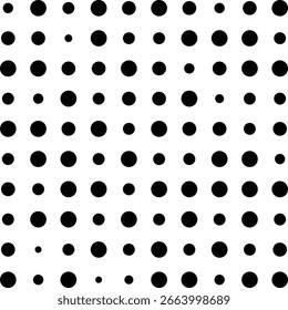 Random size dot arrangement in structured grid on a transparent background