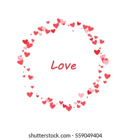 Random Sized Heart Shapes in Circle Frame Around the Text | EPS10 Vector