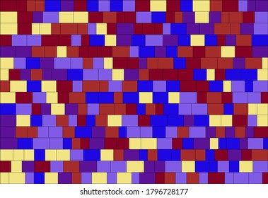 random sized nested trendy blue, claret, red yellow and purple rectangles with different sized borders, brick wall-like vector background for web, banner, presentations,wrapping paper etc.