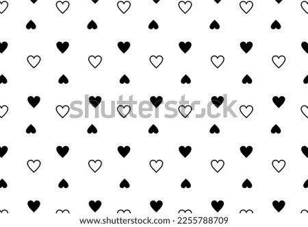 The random and small black and white love logo motifs are arranged neatly suitable for caper media