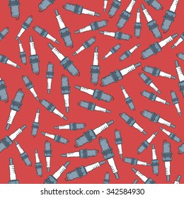 Random Spark plugs Seamless Pattern Vector illustration
