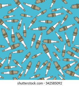 Random Spark plugs Seamless Pattern Vector illustration