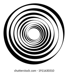 Random spiral, swirl, twirl element set abstract vector. Concentric, radial and circular lines shape. Abstract clip-art