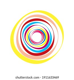 Random Spirale, wirl, wirl Element setzen abstrakte Vektorgrafik. Konzentrische, radiale und runde Linienform. Abstrakte Clipkunst