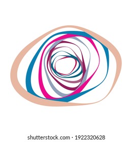 Random spiral, swirl, twirl element set abstract vector. Concentric, radial and circular lines shape. Abstract clip-art
