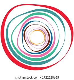Random spiral, swirl, twirl element set abstract vector. Concentric, radial and circular lines shape. Abstract clip-art