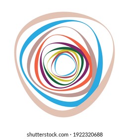 Random spiral, swirl, twirl element set abstract vector. Concentric, radial and circular lines shape. Abstract clip-art